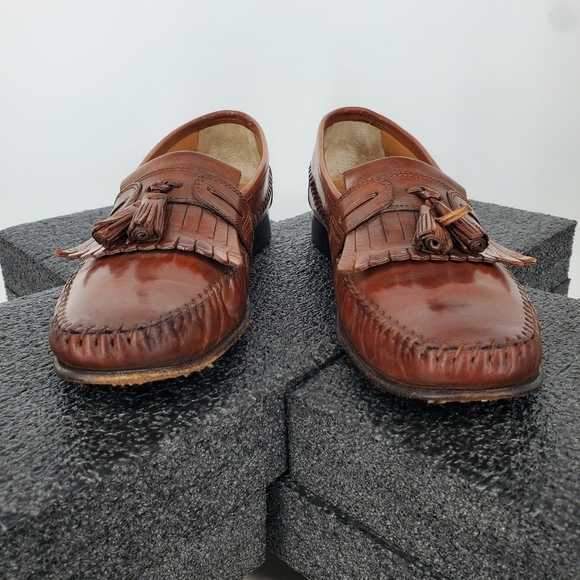 Florsheim Men PISA Moc Toe Tassel Loafers Size 9D Shoes Cognac - Picture 3 of 12